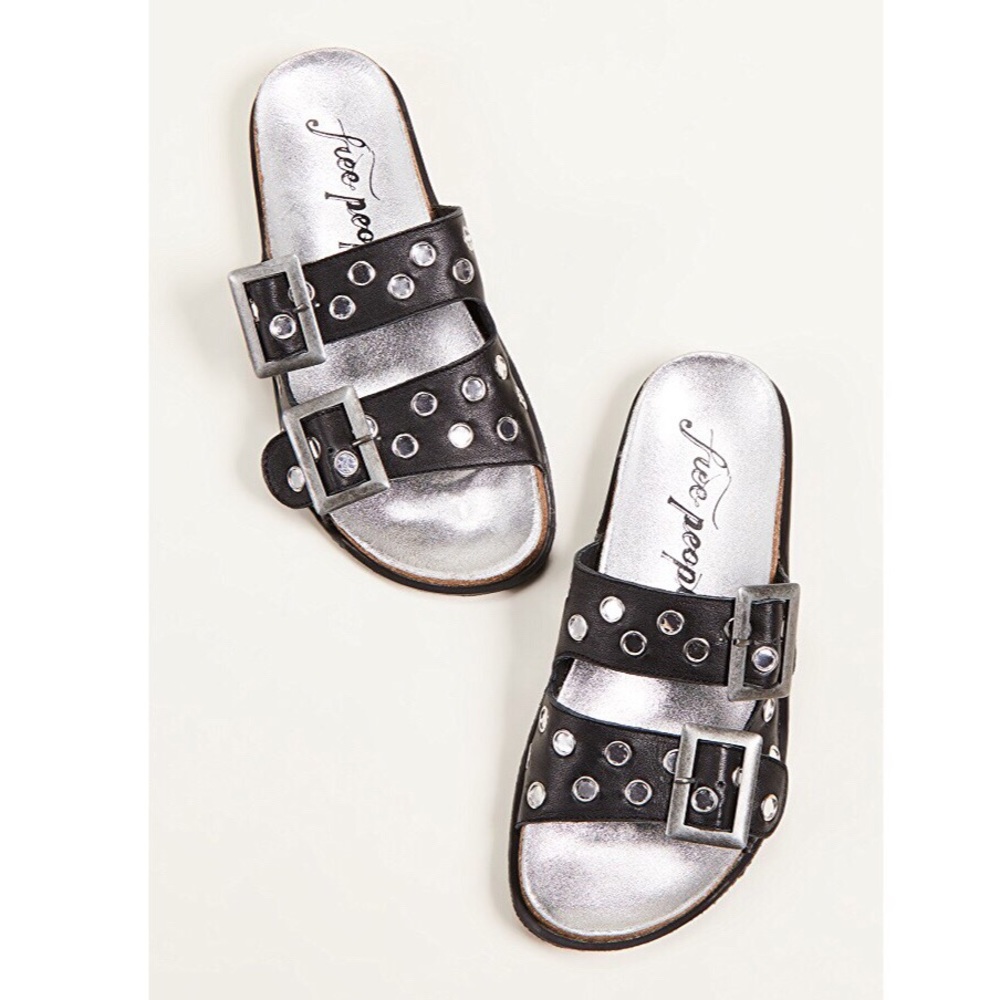 Free People Bali Slides Sandals New 7 Leather Boho